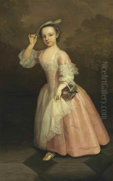 Portrait Of A Girl, Full-length Oil Painting by George Knapton