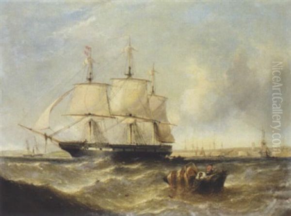 Leaving Port Oil Painting by William Adolphus Knell
