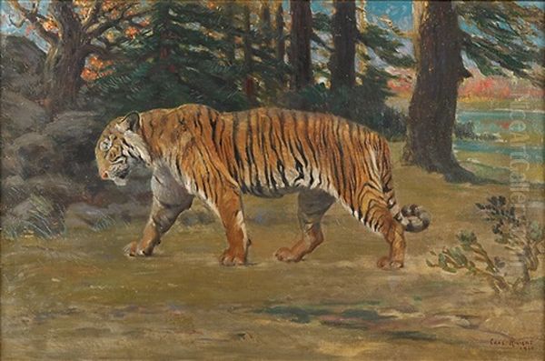 Untitled (tiger) Oil Painting by Charles Robert Knight
