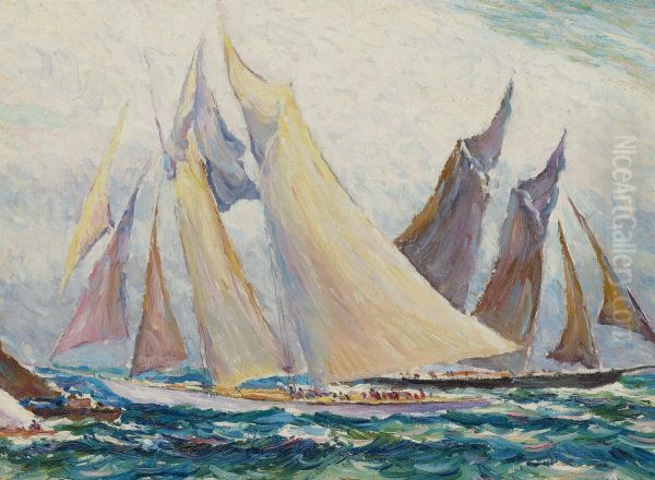 Elizabeth Howard, Fishermen's Races Off Gloucester Oil Painting by Reynolds Beal