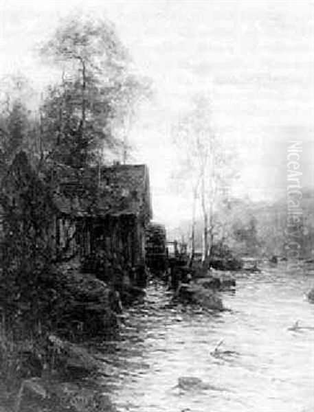 Mill At Sunset Oil Painting by Louis Aston Knight