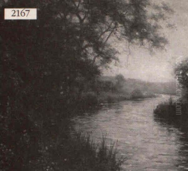 Landscape With Stream And Cottage Oil Painting by Louis Aston Knight