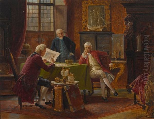 Beim Antiquitatenhandler Oil Painting by August Hermann Knoop