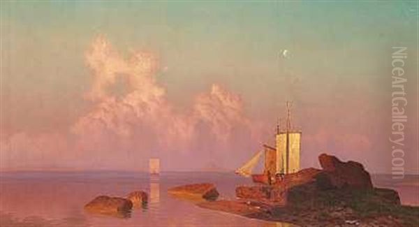 Sejlskibe Ud For Skaerene Ved Konigsberg Oil Painting by Hugo Knorr