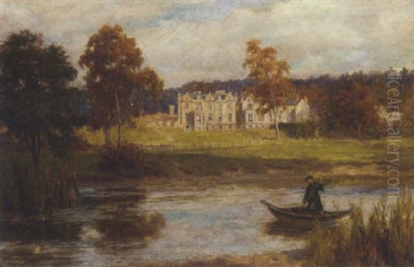 A Scotsman In A Rowing Boat Before A Country House Oil Painting by George Sheridan Knowles