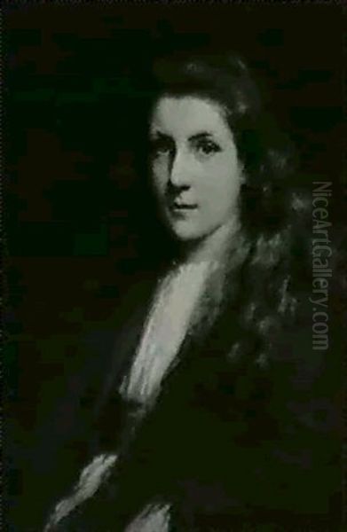 Portrait Of Miss Agnes A. Marshall, Seated Half Lenght Oil Painting by George Sheridan Knowles