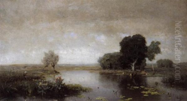 Riviergezicht Oil Painting by Alfred De Knyff