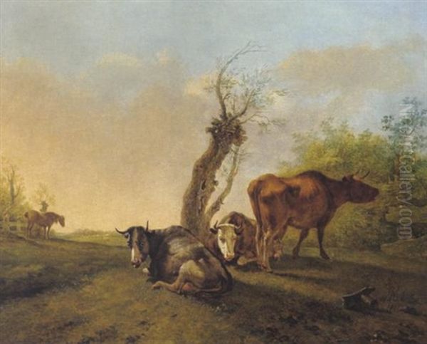 Weidende Kuhe Oil Painting by Jan Kobell the Younger