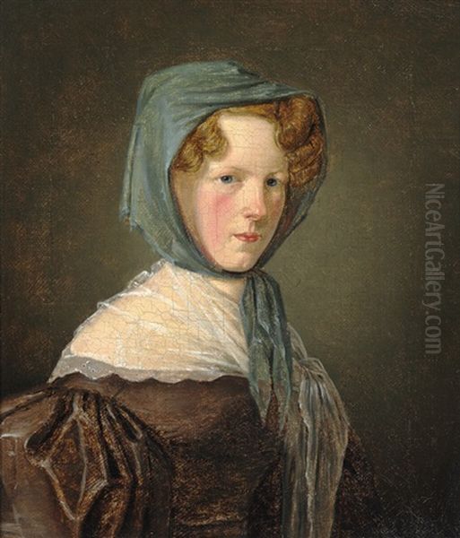 Portrait Of Margrethe Hahn, Married Stougaard Oil Painting by Christen Kobke