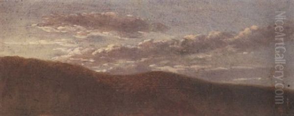 Graverjrsskyer Over Bakket Landskab Oil Painting by Christen Kobke