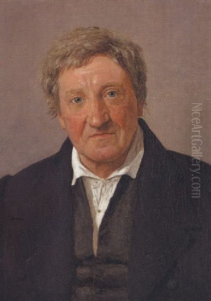 Grosserer, Senere Kobmand I Odense Peter Petersen, Kuntsnerens Morbror Oil Painting by Christen Kobke