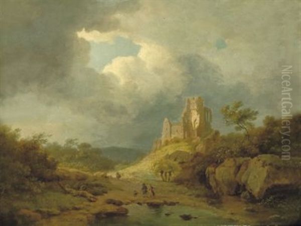 Sturmische Landschaft Mit Ruine Oil Painting by Barend Cornelis Koekkoek