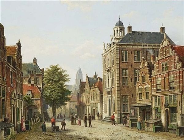 Dutch Street View In Summer Oil Painting by Willem Koekkoek