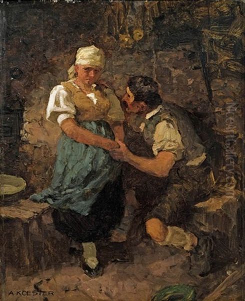 Der Antrag Oil Painting by Alexander Max Koester