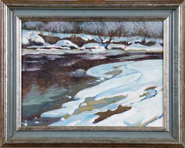 Riviere Enneigee Oil Painting by Stepan Feodorovich Kolesnikov