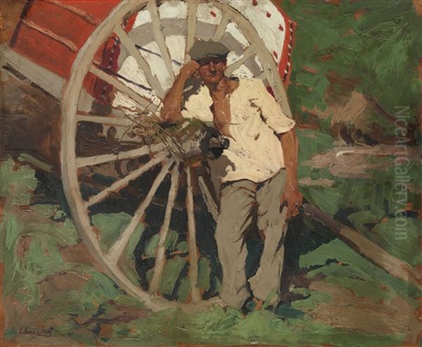Collective Farmer Oil Painting by Stepan Feodorovich Kolesnikov