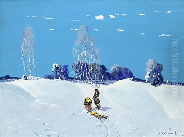 Going To The Village Oil Painting by Stepan Feodorovich Kolesnikov