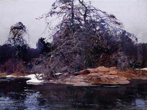 La Dernier Neige Oil Painting by Stepan Feodorovich Kolesnikov