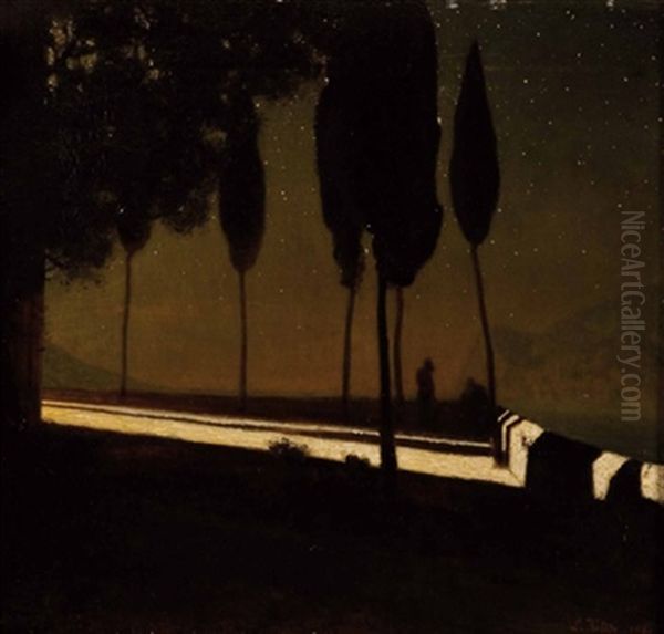 Sternennacht An Einem Italienischen See Oil Painting by Louis Kolitz