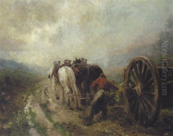 Pflugender Bauer Im Gewitter Oil Painting by Johann Rudolf Koller