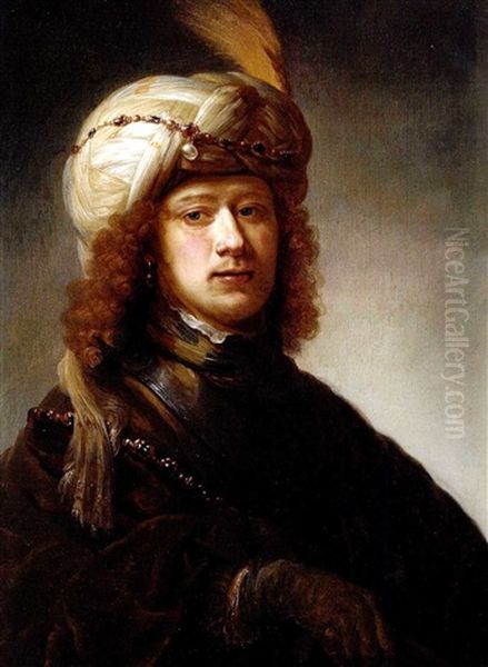 Bildnis Eines Mannes Mit Einem Befiederten Turban, Einer Halsperge Sowie Der Kette Einer Amtlichen Wurde Oil Painting by Daniel De Koninck