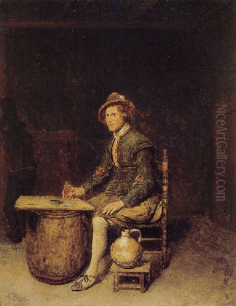 A Seated Peasant In A Tavern Oil Painting by Philips Koninck