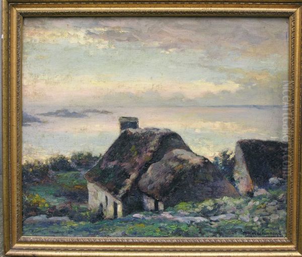 Chaumieres Au Bord De Mer Oil Painting by Michel Korochansky