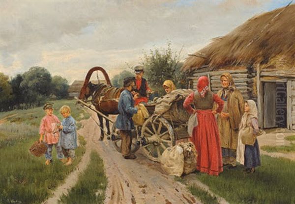 Der Pferdewagen Oil Painting by Petr Ivanovic Korovin