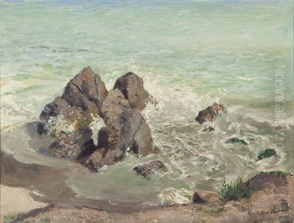 California Coastal Seascape Oil Painting by Emil Kosa Sr.