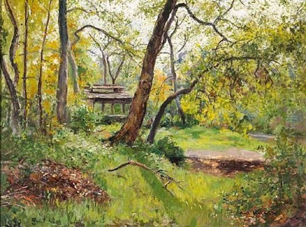 Clearing In The Woods Oil Painting by Emil Kosa Sr.
