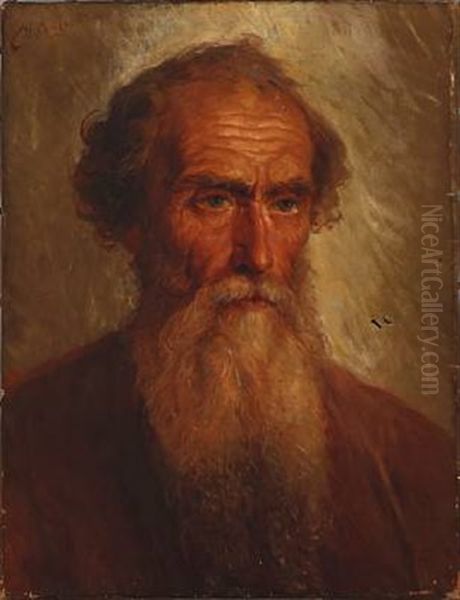 An Elderly Russian With Beard Oil Painting by Nikolaij Andreevits Koshelev