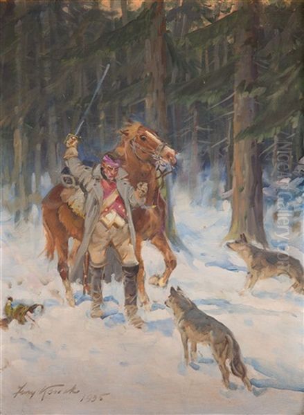 Wolves' Raid Oil Painting by Jerzy Kossak