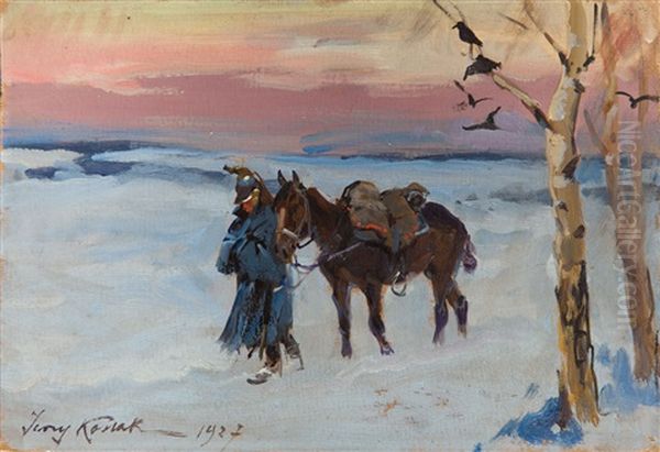 Return From Moscow Oil Painting by Jerzy Kossak
