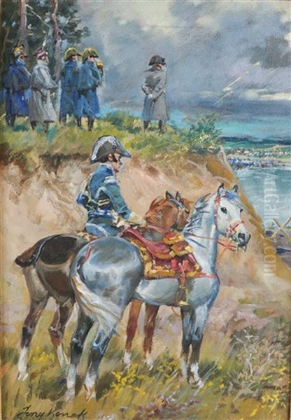 Soldater Vid Slagfalt Oil Painting by Jerzy Kossak