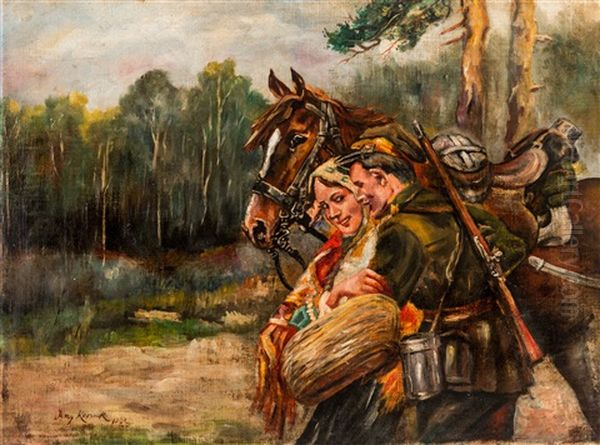 The Lovebirds Oil Painting by Jerzy Kossak