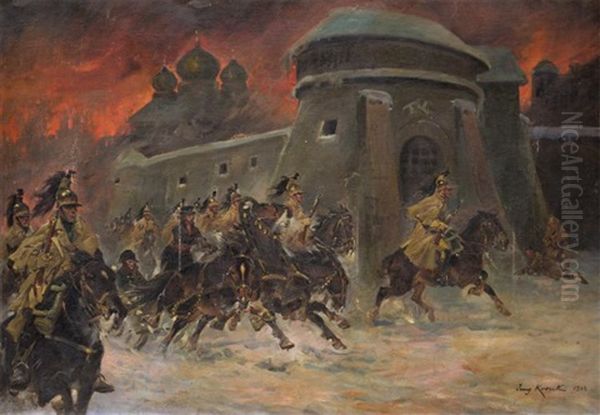 Charge (szarza) Oil Painting by Jerzy Kossak