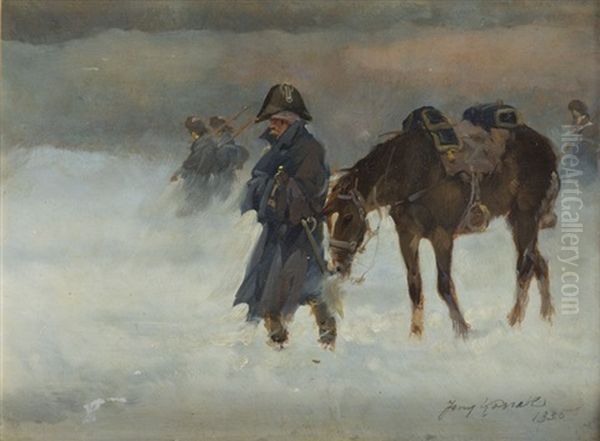 Return From Moscow Oil Painting by Jerzy Kossak