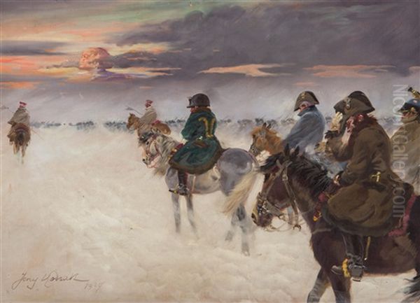 Wizja Napoleona Podczas Odwrotu Spod Moskwy Oil Painting by Jerzy Kossak