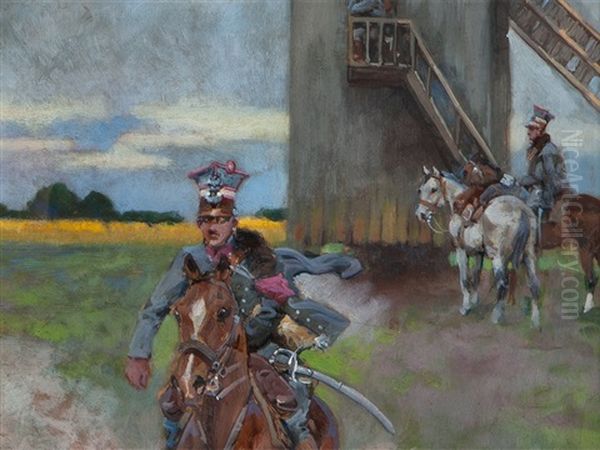 Riding Soldier Oil Painting by Jerzy Kossak