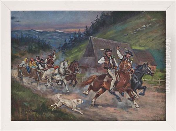 The Entertainers Oil Painting by Jerzy Kossak