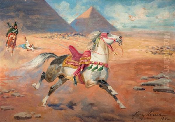 Motyw Z Bitwy Pod Piramidami Oil Painting by Jerzy Kossak