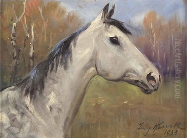 Pferdekopf Oil Painting by Jerzy Kossak
