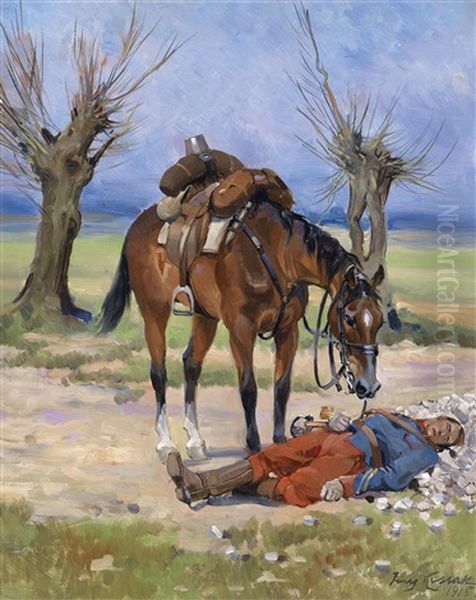 Zwei Freunde Oil Painting by Jerzy Kossak