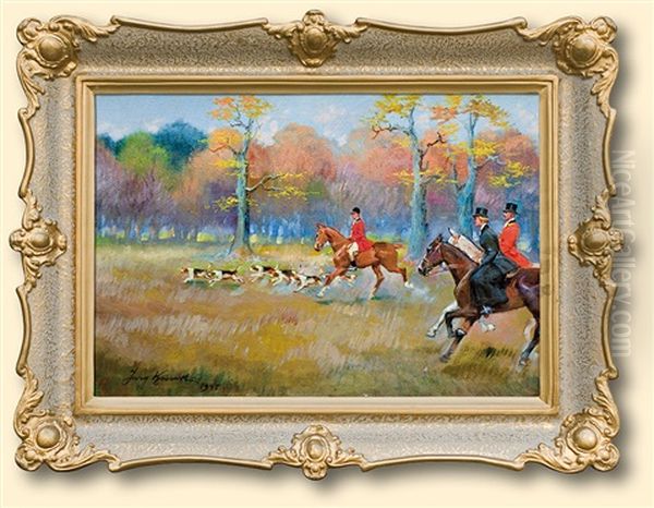 Par Force Hunt Oil Painting by Jerzy Kossak