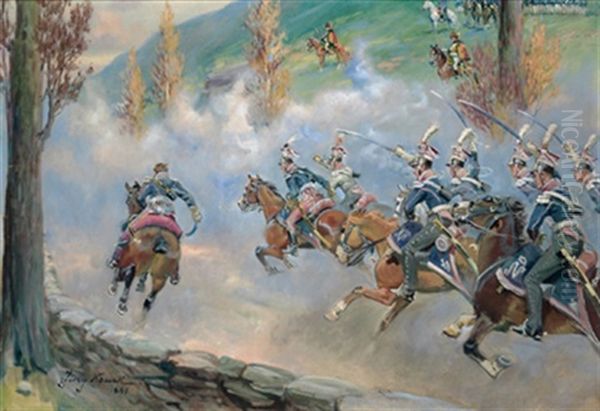 Angriff Oil Painting by Jerzy Kossak