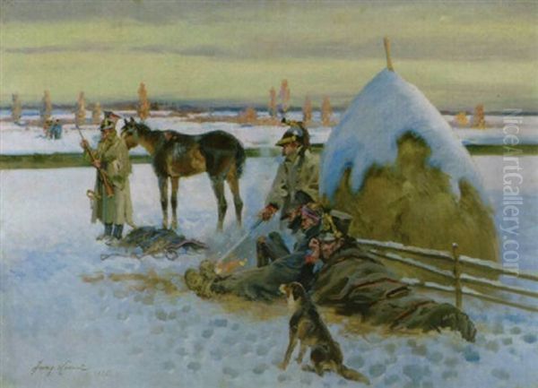 Soldaten Bei Der Rast Oil Painting by Jerzy Kossak