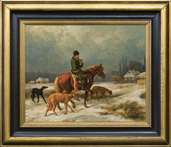 Back From Hunting Oil Painting by Juliusz Fortunat von Kossak