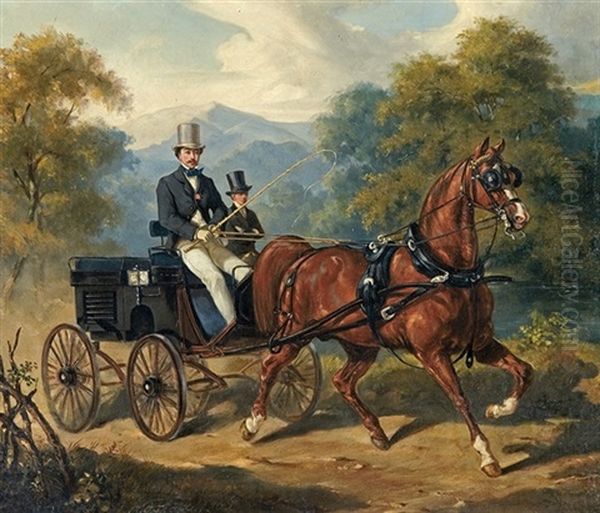 Carriage Ride Oil Painting by Juliusz Fortunat von Kossak