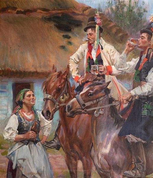 Druzbowie Oil Painting by Woiciech (Aldabert) Ritter von Kossak