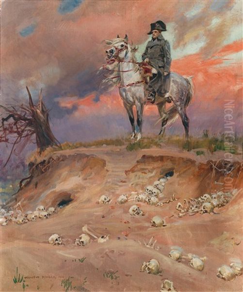 Napoleon Auf Dem Schlachtfeld Oil Painting by Woiciech Ritter Von Kossak